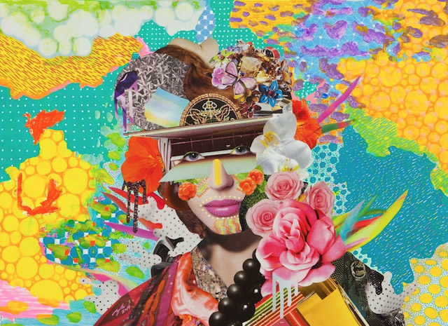 Girl with Accessories, 2014 (collage, acrylic, Marker, Ballpoint on Paper, 550mm × 400mm)
